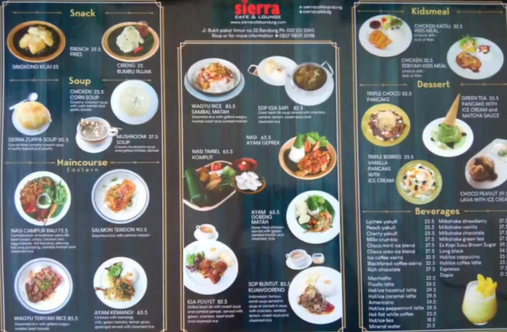sierra cafe & lounge menu